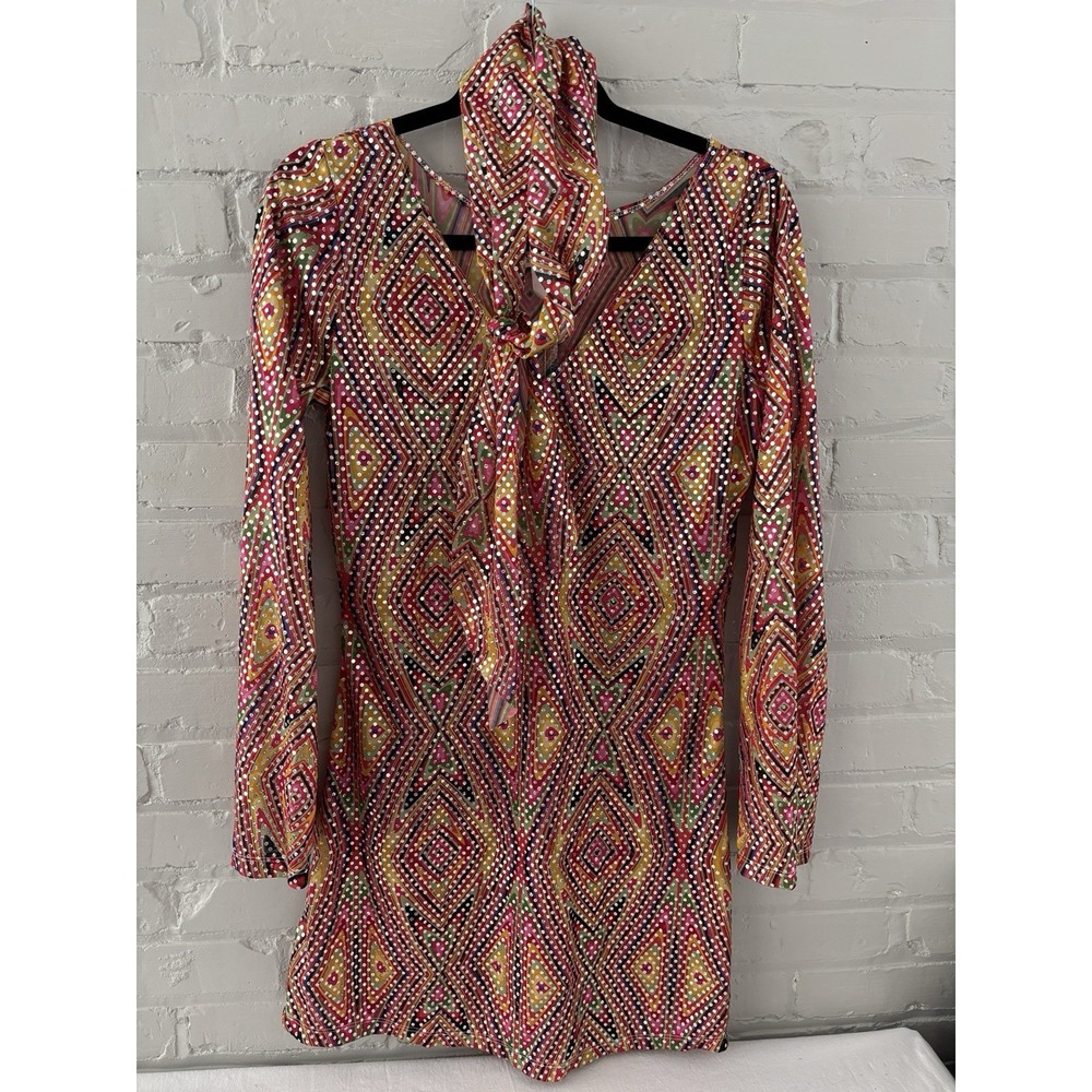 California Costume Collections Dress Women L Disco Dolly Sequin 70s Party Go Go